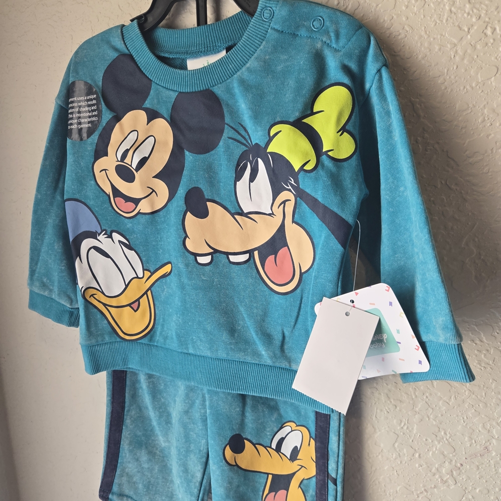 Disney Kids Pajama Set - Teal with Cartoon Characters